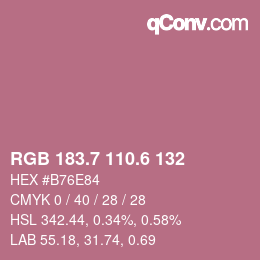 カラーコード: RGB 183.7 110.6 132 | qconv.com