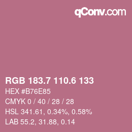 カラーコード: RGB 183.7 110.6 133 | qconv.com