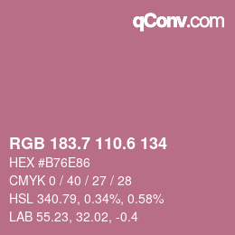 カラーコード: RGB 183.7 110.6 134 | qconv.com