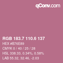 カラーコード: RGB 183.7 110.6 137 | qconv.com