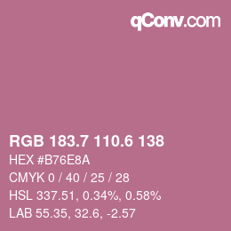 カラーコード: RGB 183.7 110.6 138 | qconv.com
