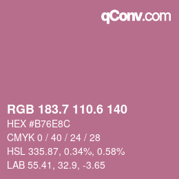 カラーコード: RGB 183.7 110.6 140 | qconv.com