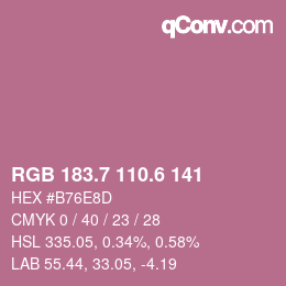 カラーコード: RGB 183.7 110.6 141 | qconv.com