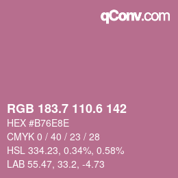 カラーコード: RGB 183.7 110.6 142 | qconv.com