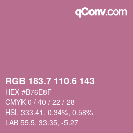 カラーコード: RGB 183.7 110.6 143 | qconv.com