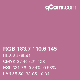 カラーコード: RGB 183.7 110.6 145 | qconv.com