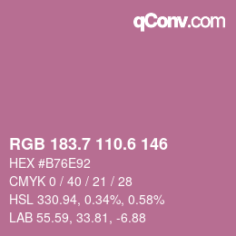 カラーコード: RGB 183.7 110.6 146 | qconv.com