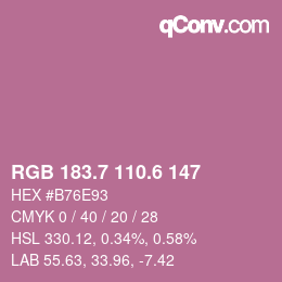 カラーコード: RGB 183.7 110.6 147 | qconv.com