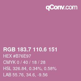 カラーコード: RGB 183.7 110.6 151 | qconv.com