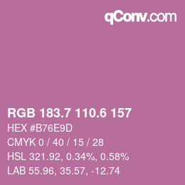 カラーコード: RGB 183.7 110.6 157 | qconv.com