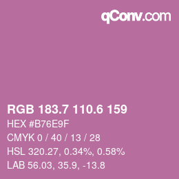 カラーコード: RGB 183.7 110.6 159 | qconv.com