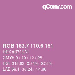 カラーコード: RGB 183.7 110.6 161 | qconv.com