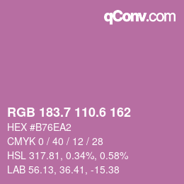 カラーコード: RGB 183.7 110.6 162 | qconv.com