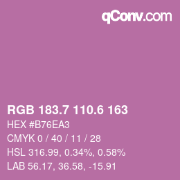 カラーコード: RGB 183.7 110.6 163 | qconv.com