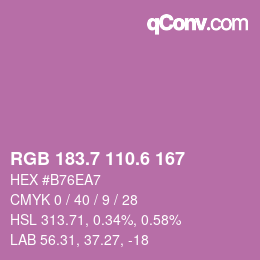 カラーコード: RGB 183.7 110.6 167 | qconv.com