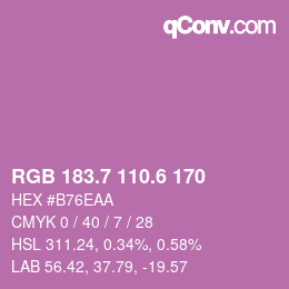 カラーコード: RGB 183.7 110.6 170 | qconv.com