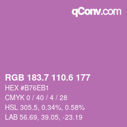 カラーコード: RGB 183.7 110.6 177 | qconv.com