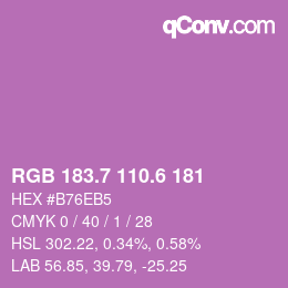 カラーコード: RGB 183.7 110.6 181 | qconv.com
