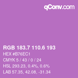 カラーコード: RGB 183.7 110.6 193 | qconv.com