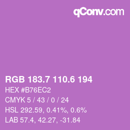 カラーコード: RGB 183.7 110.6 194 | qconv.com