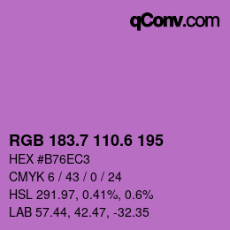 カラーコード: RGB 183.7 110.6 195 | qconv.com