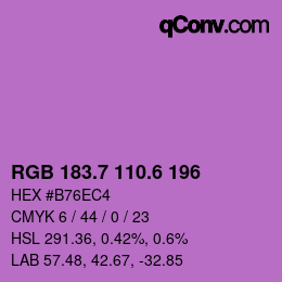 カラーコード: RGB 183.7 110.6 196 | qconv.com