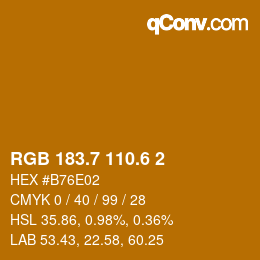 カラーコード: RGB 183.7 110.6 2 | qconv.com
