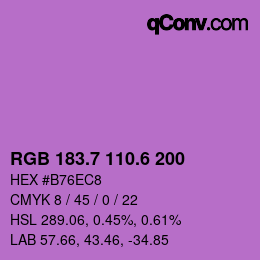 カラーコード: RGB 183.7 110.6 200 | qconv.com