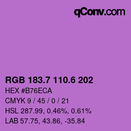 カラーコード: RGB 183.7 110.6 202 | qconv.com