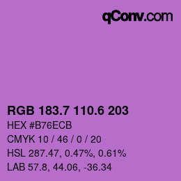カラーコード: RGB 183.7 110.6 203 | qconv.com