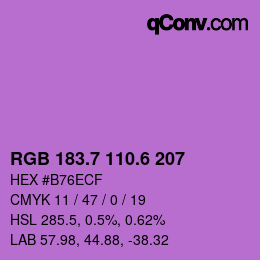 カラーコード: RGB 183.7 110.6 207 | qconv.com