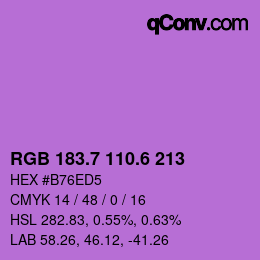 カラーコード: RGB 183.7 110.6 213 | qconv.com