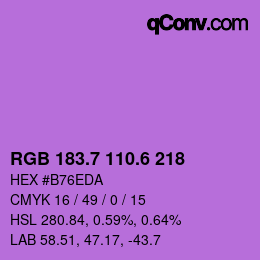カラーコード: RGB 183.7 110.6 218 | qconv.com