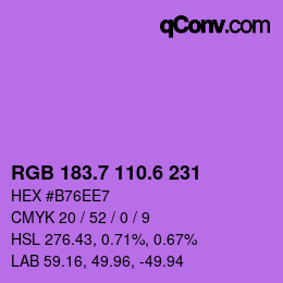 カラーコード: RGB 183.7 110.6 231 | qconv.com
