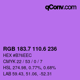 カラーコード: RGB 183.7 110.6 236 | qconv.com