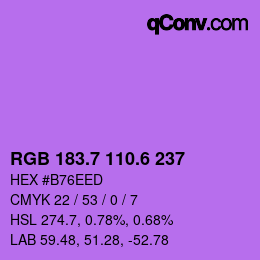 カラーコード: RGB 183.7 110.6 237 | qconv.com