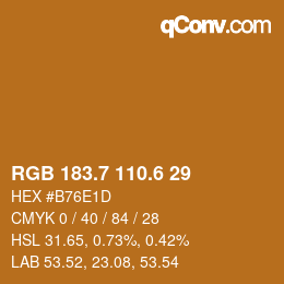 カラーコード: RGB 183.7 110.6 29 | qconv.com