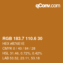カラーコード: RGB 183.7 110.6 30 | qconv.com