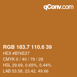 カラーコード: RGB 183.7 110.6 39 | qconv.com