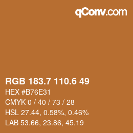 カラーコード: RGB 183.7 110.6 49 | qconv.com