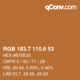 カラーコード: RGB 183.7 110.6 53 | qconv.com