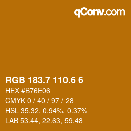 カラーコード: RGB 183.7 110.6 6 | qconv.com