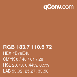 カラーコード: RGB 183.7 110.6 72 | qconv.com