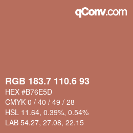 カラーコード: RGB 183.7 110.6 93 | qconv.com