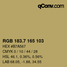カラーコード: RGB 183.7 165 103 | qconv.com