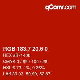 カラーコード: RGB 183.7 20.6 0 | qconv.com