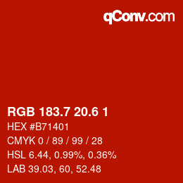 カラーコード: RGB 183.7 20.6 1 | qconv.com