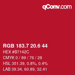 カラーコード: RGB 183.7 20.6 44 | qconv.com