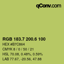 カラーコード: RGB 183.7 200.6 100 | qconv.com