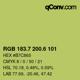 カラーコード: RGB 183.7 200.6 101 | qconv.com